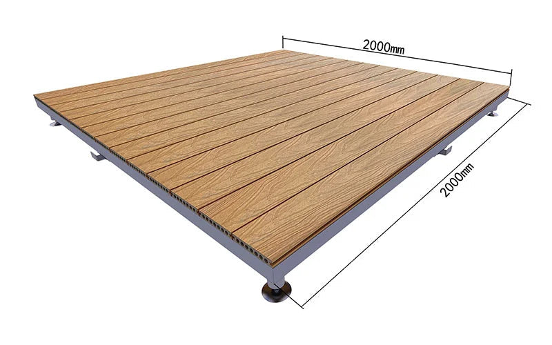 Premium WPC Outdoor Decking Boards with Adjustable Pedestal Supports, Quick-Install Patio Deck System