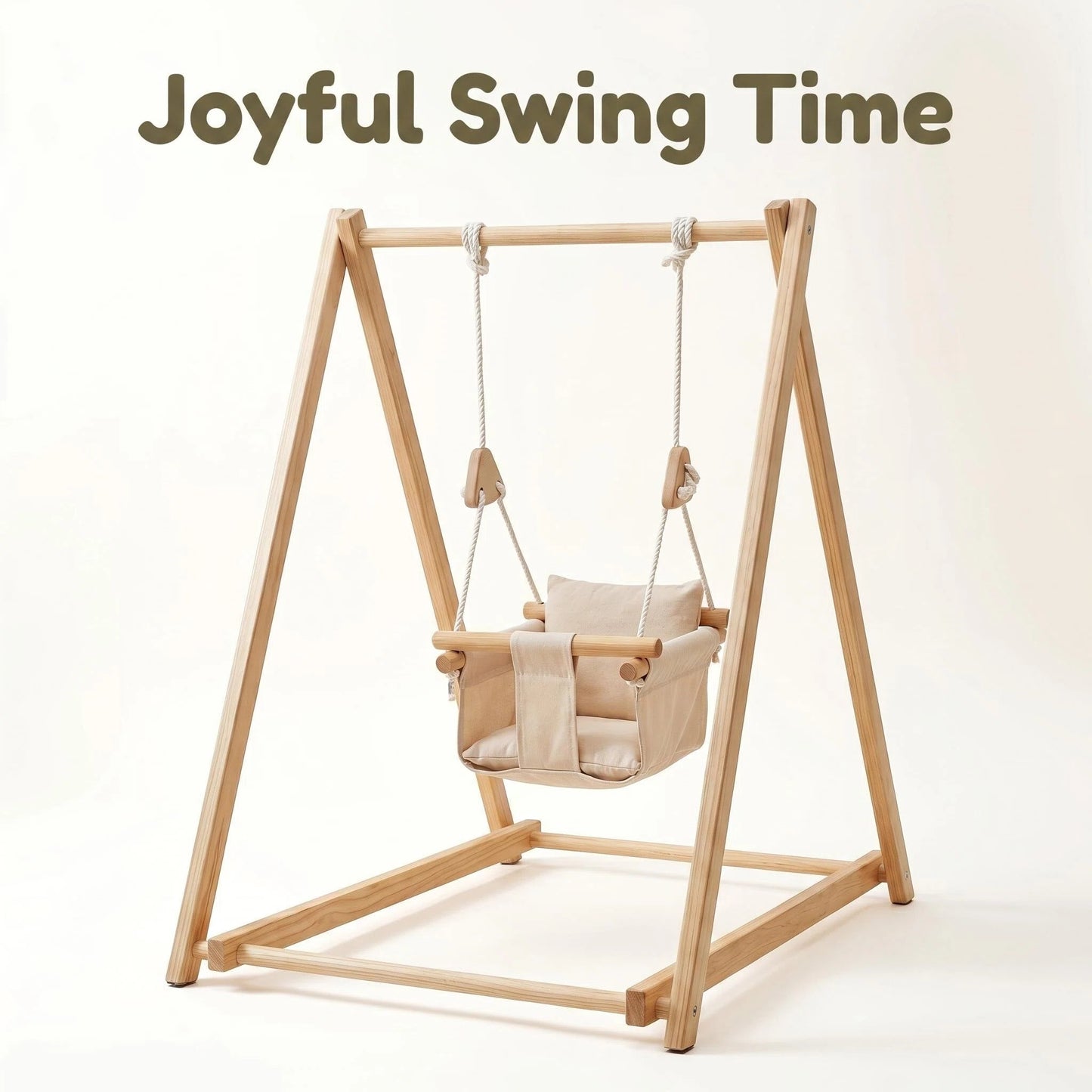 Wooden Baby Swing with Stand, Indoor Toddler Swing Set for Infants & Babies