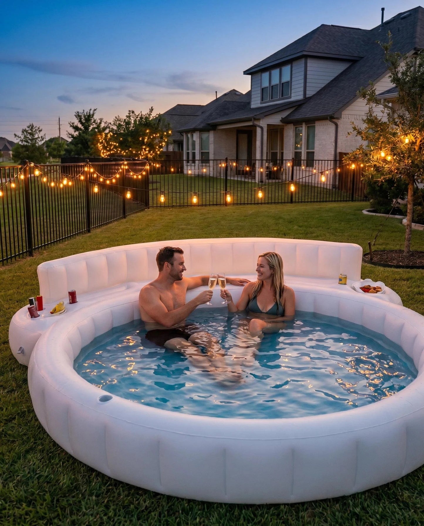 Weekend Vibe Inflatable Backyard Pool with Built-In Seats, Summer Family Relaxation Oasis