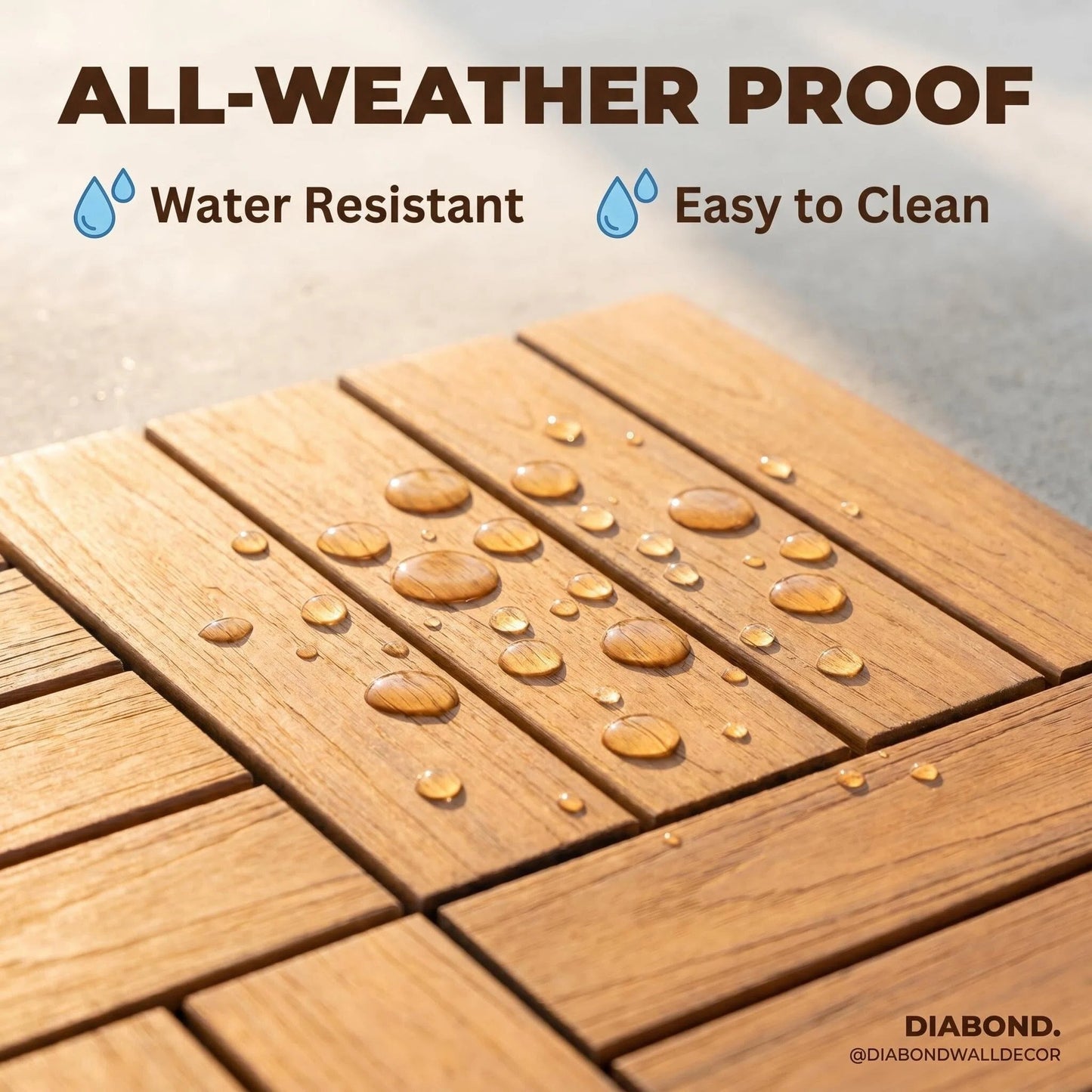 Interlocking Wood-Look Deck Tiles, Versatile Patio & Balcony Flooring Tiles for Outdoor Use