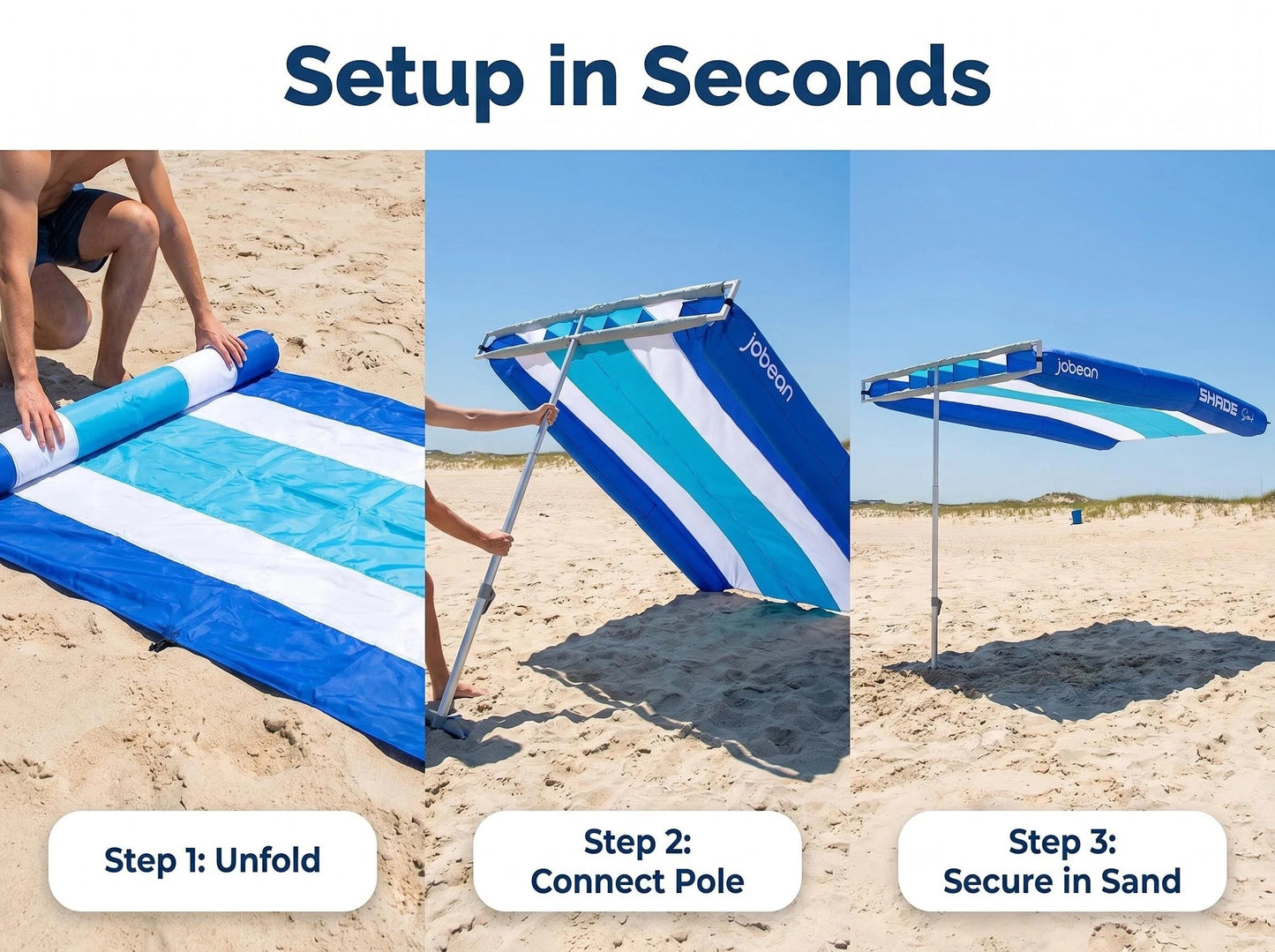 Wind-Inflating Beach Canopy, Silent Non-Flapping Inflatable Beach Sun Shade Umbrella
