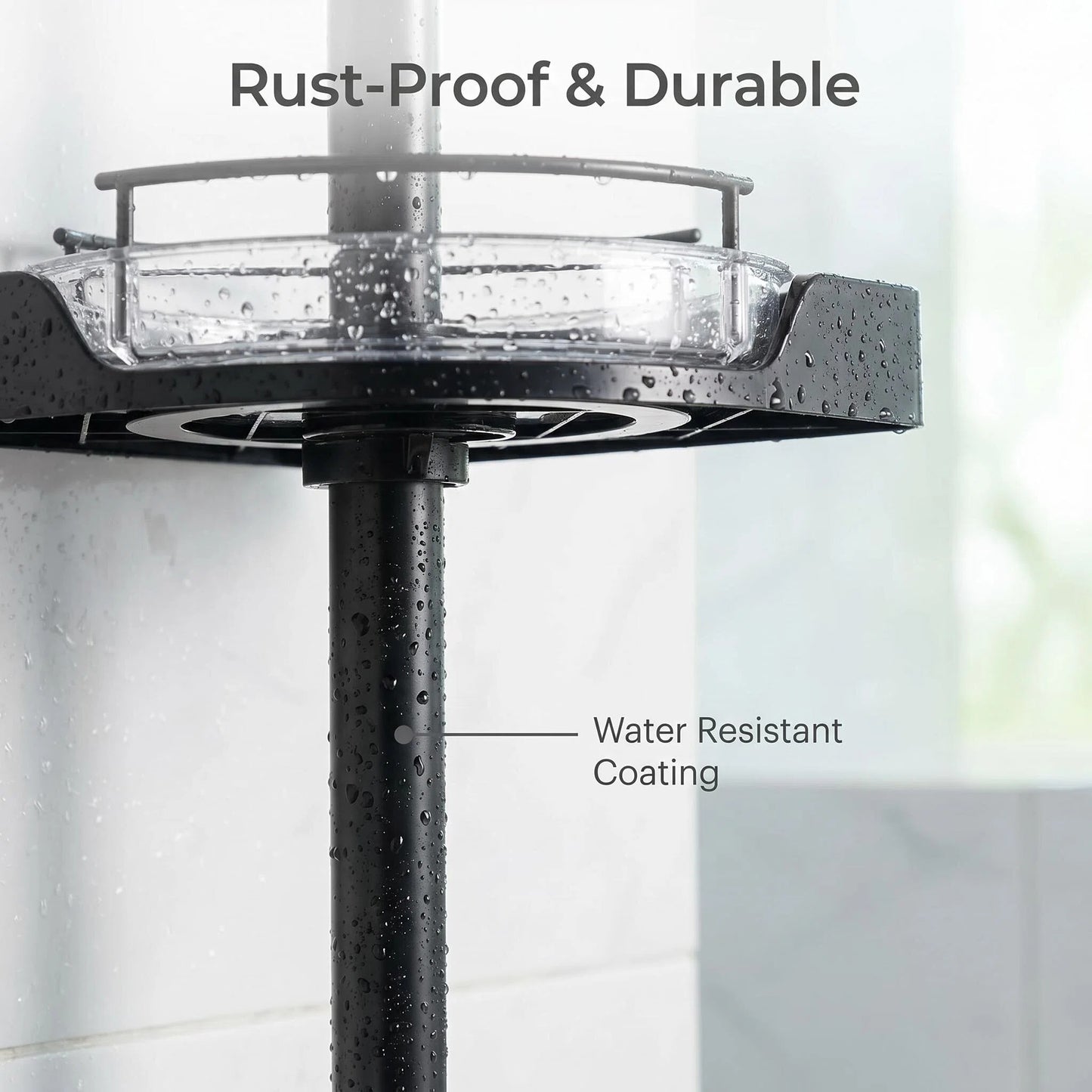 4-Tier Tension Corner Shower Caddy, Adjustable Pole Bathroom Storage Organizer