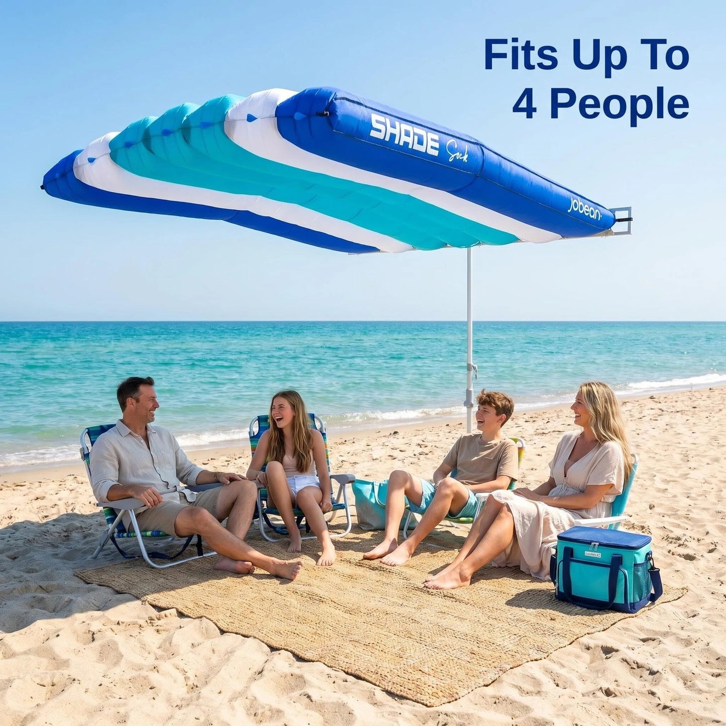 Wind-Inflating Beach Canopy, Silent Non-Flapping Inflatable Beach Sun Shade Umbrella