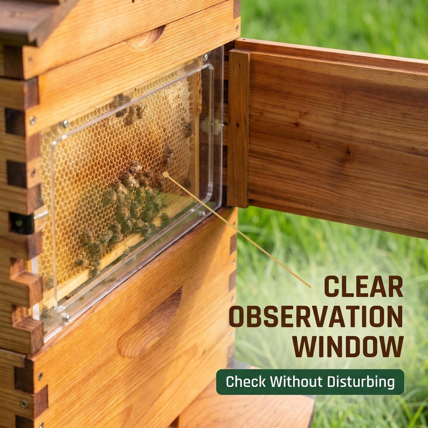 Pure Flow Wooden Beehive, Self-Harvest Honey Flow Hive Box for Backyard Beekeeping
