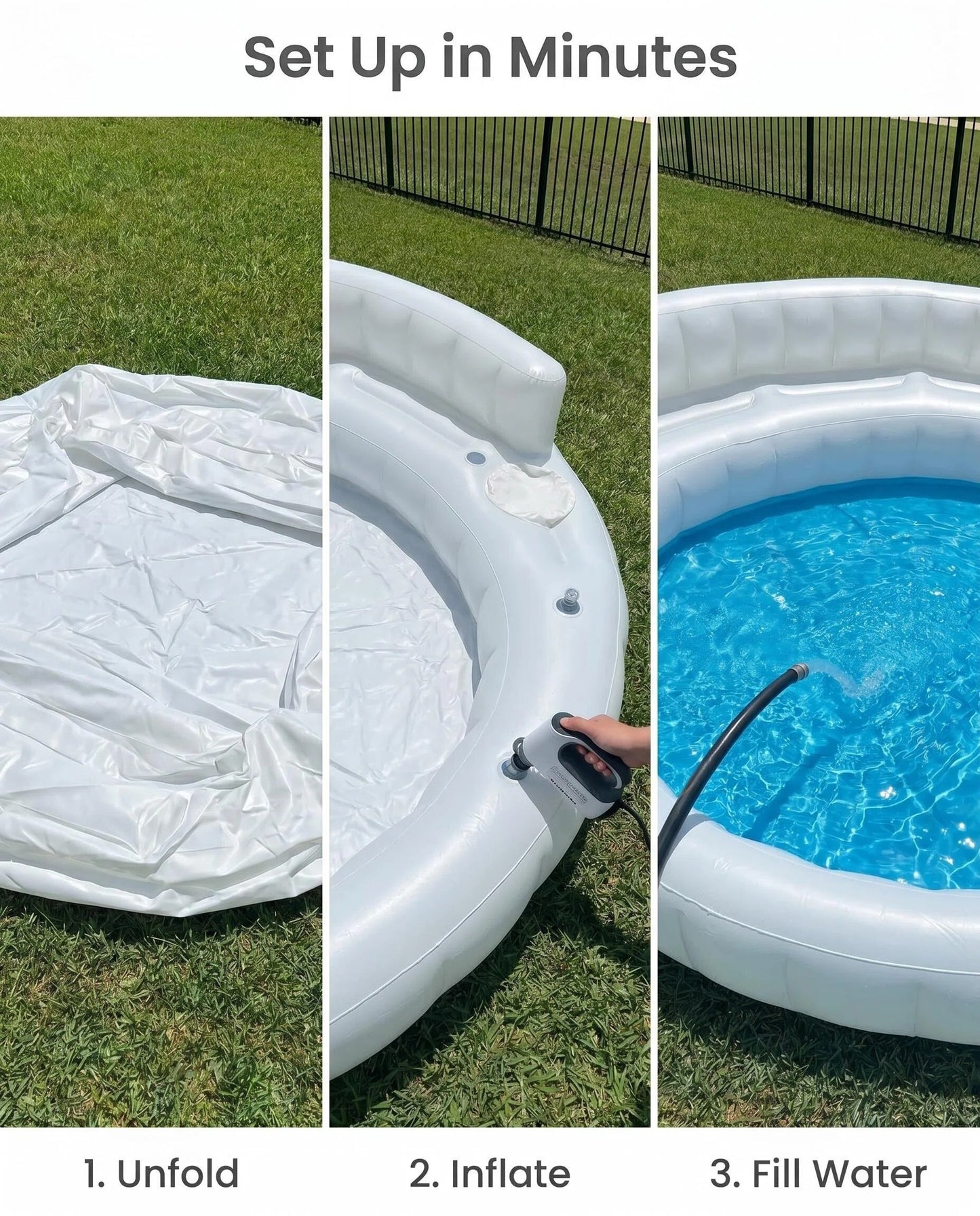 Weekend Vibe Inflatable Backyard Pool with Built-In Seats, Summer Family Relaxation Oasis