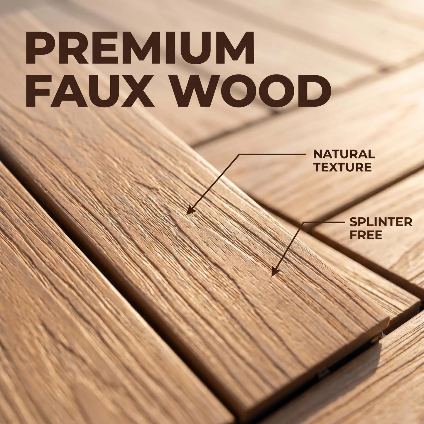 Interlocking Wood-Look Deck Tiles, Versatile Patio & Balcony Flooring Tiles for Outdoor Use