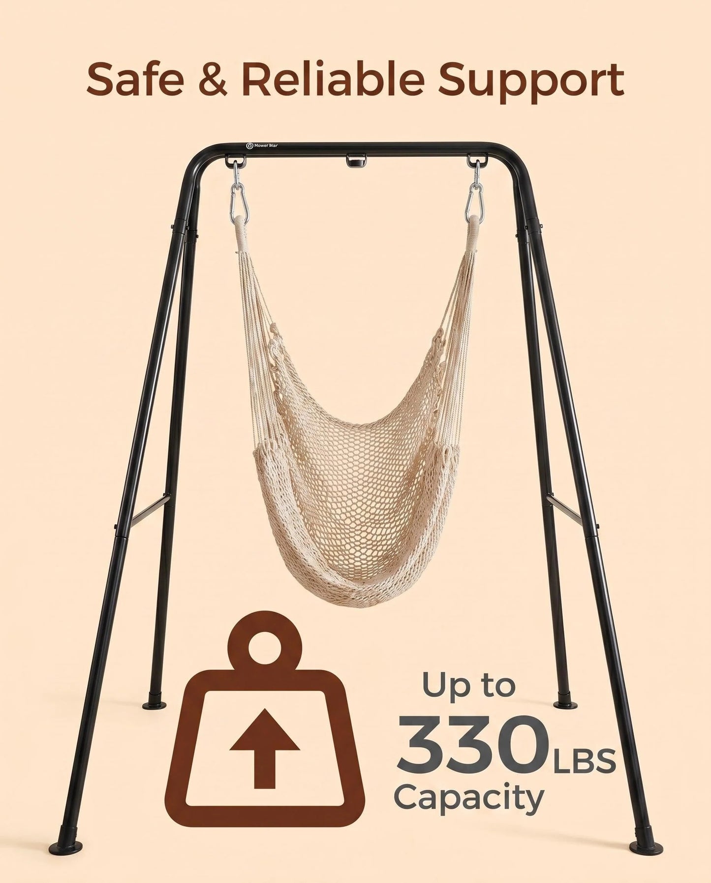 Freestanding Macrame Hammock Chair with Stand, Indoor/Outdoor Hanging Swing Chair