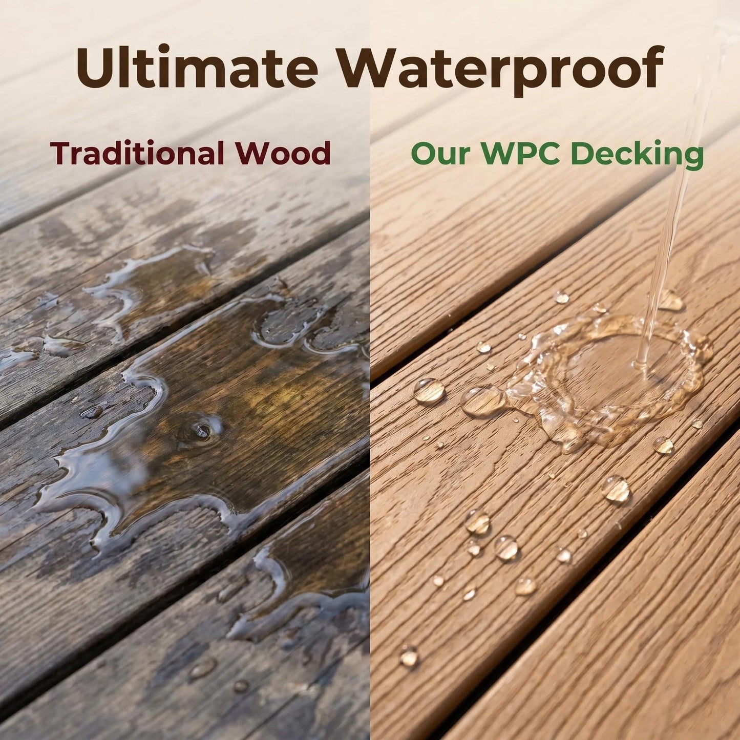 Premium WPC Outdoor Decking Boards with Adjustable Pedestal Supports, Quick-Install Patio Deck System