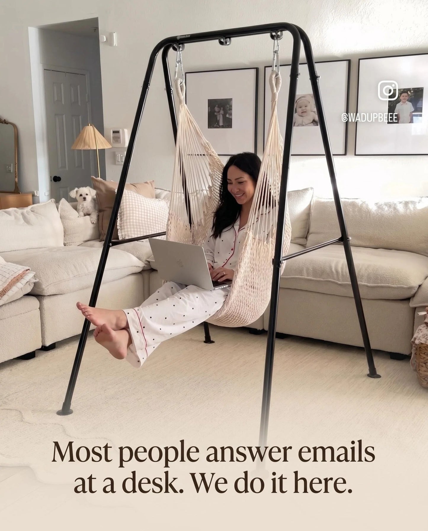Freestanding Macrame Hammock Chair with Stand, Indoor/Outdoor Hanging Swing Chair