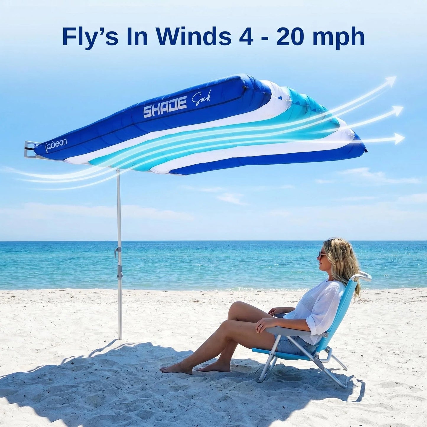 Wind-Inflating Beach Canopy, Silent Non-Flapping Inflatable Beach Sun Shade Umbrella